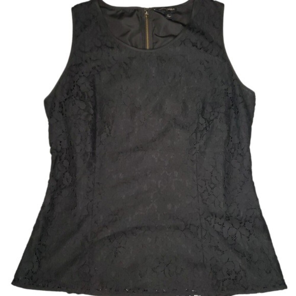 Banana Republic Black Lace Zip Back Sleeveless Top Sz 12